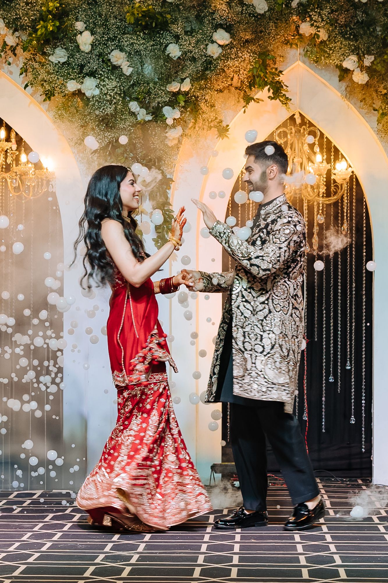 The newlyweds-to-be performing a high-energy couple dance at Tivoli Chattarpur