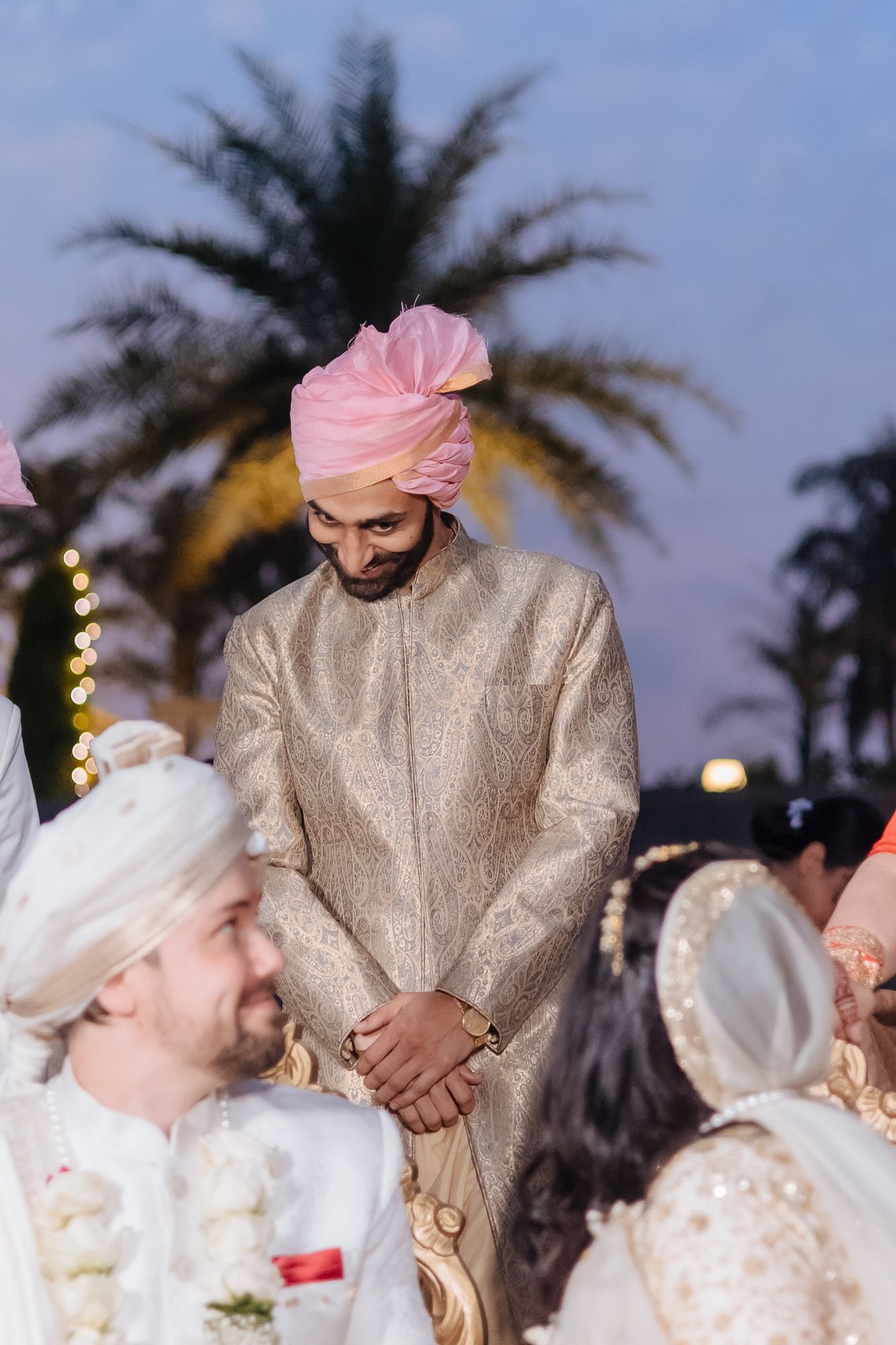 Storytelling wedding photograph capturing an intimate indo-norwegian fusion wedding ceremony at Forest Hill Chandigarh