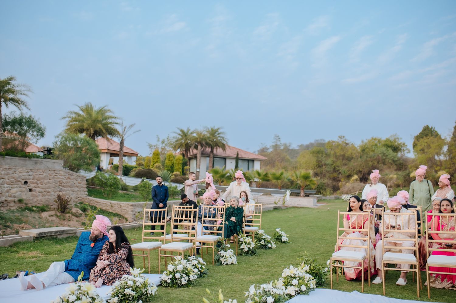 Storytelling wedding photograph capturing an intimate fusion wedding ceremony at Forest Hill Chandigarh