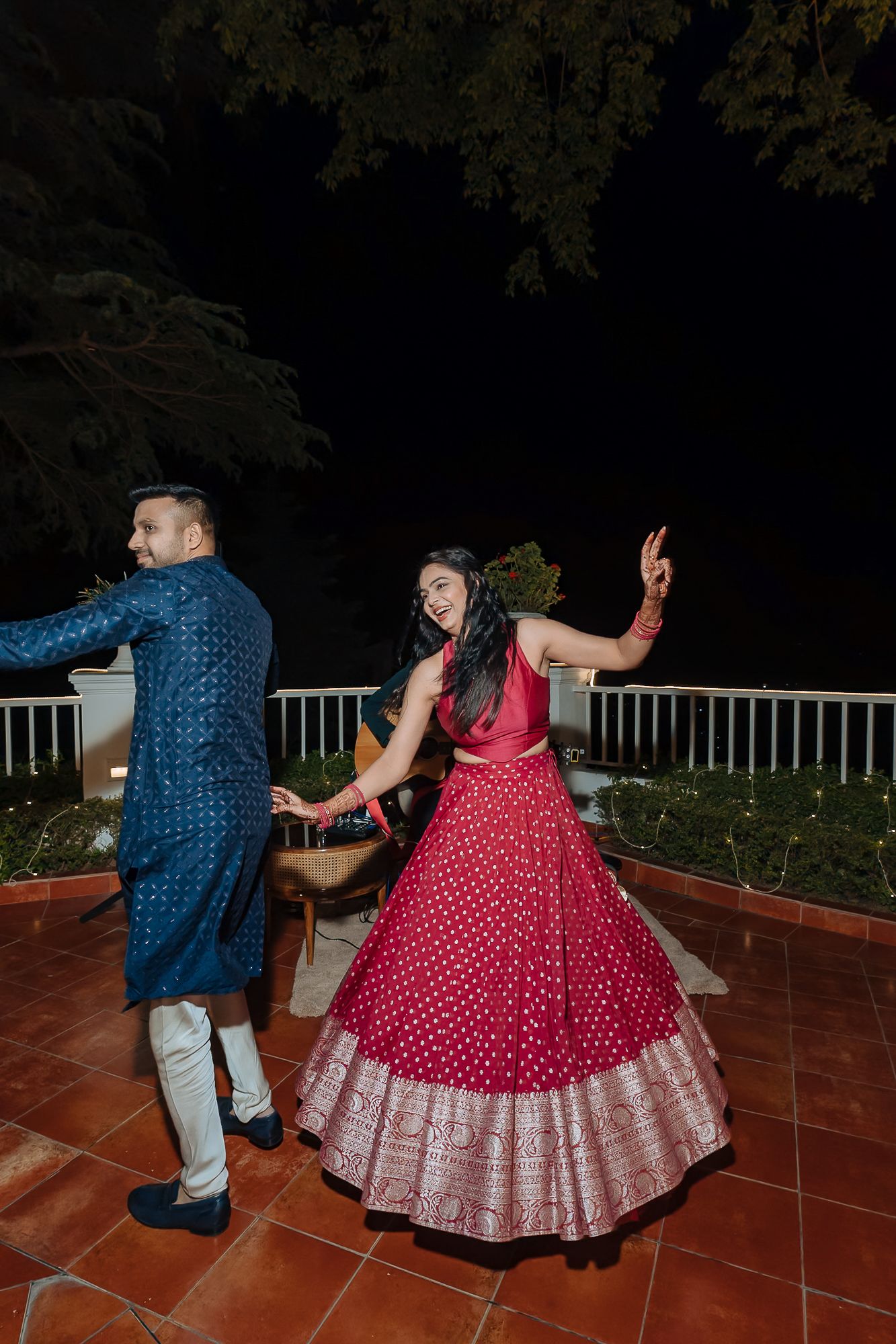 Starry night sangeet celebration at Himalayan heritage wedding venue at Daleside Manor, Kasauli.