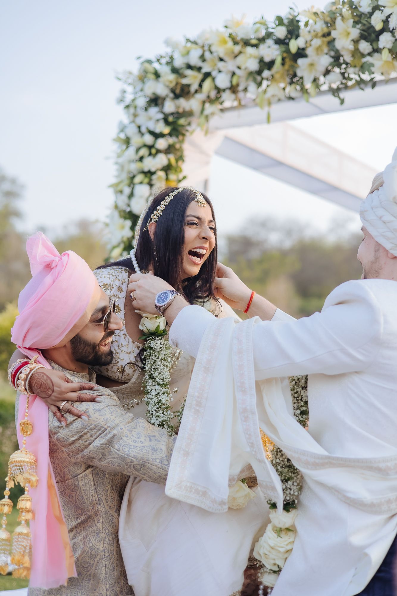 Emotional bridal entrance and Varmaala at Forest Hill Chandigarh for an Indo-Norwegian fusion wedding