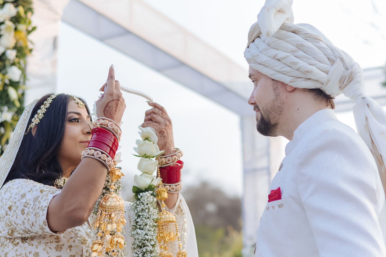 Emotional bridal entrance and Varmaala at Forest Hill Chandigarh for an Indo-Norwegian fusion wedding
