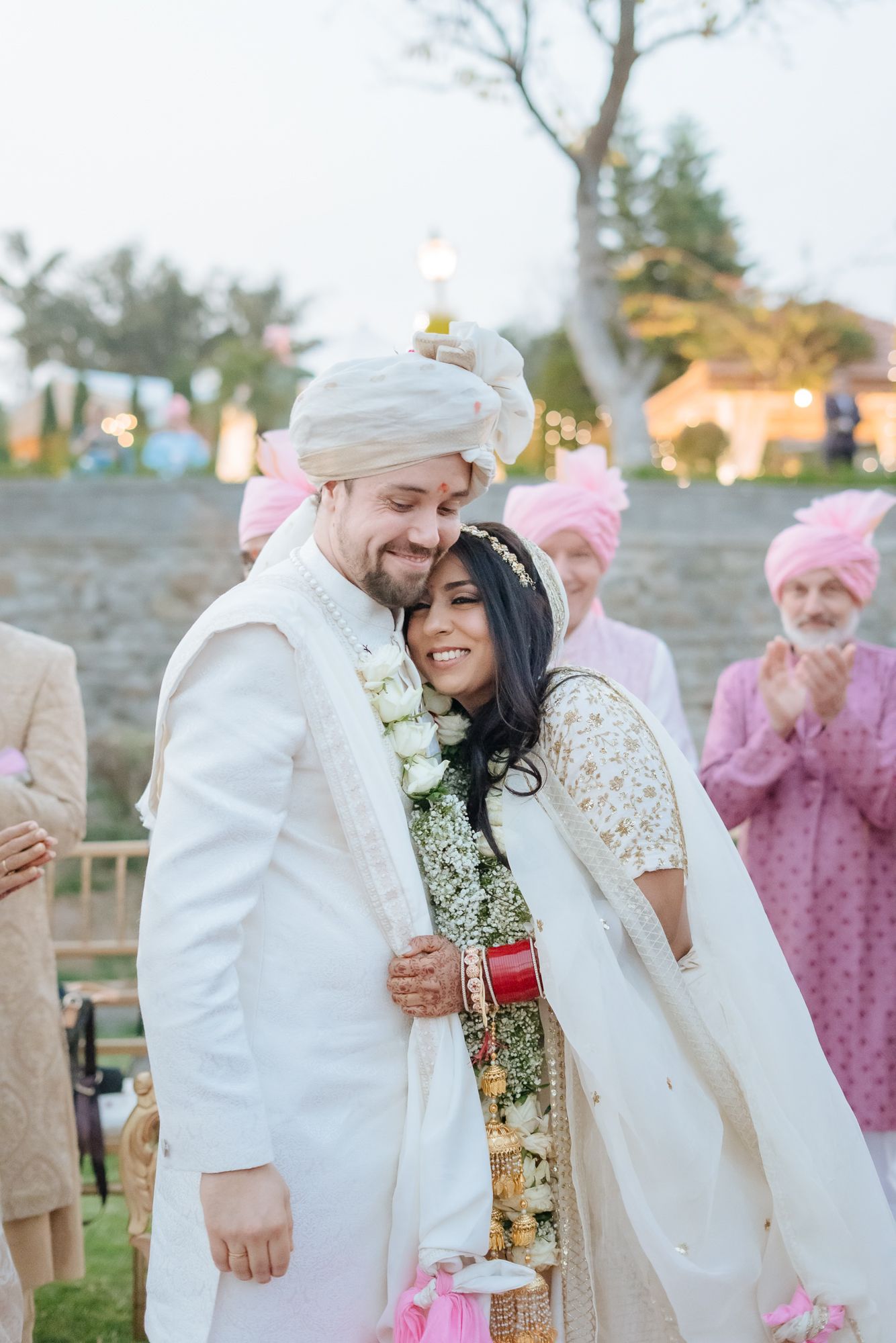 Storytelling wedding photograph capturing an intimate indo-norwegian fusion wedding ceremony at Forest Hill Chandigarh