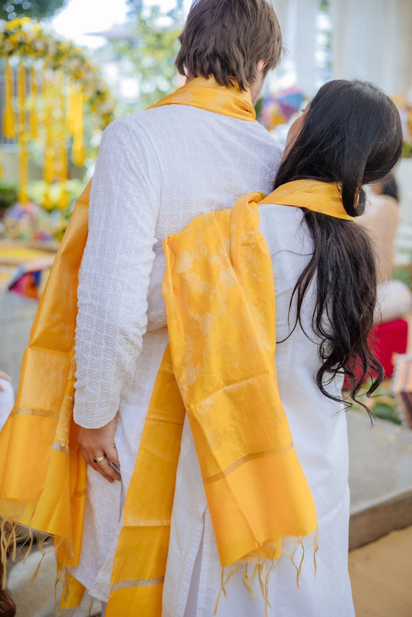 Groom Mats arriving for the Haldi celebration with family and friends