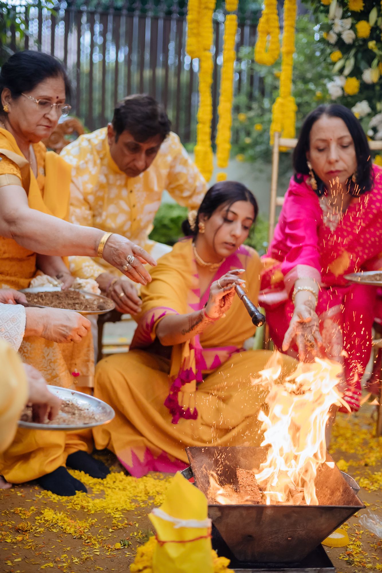 Traditional Punjabi Chooda ceremony captured in a candid storytelling style during an indo-norwegian wedding in Chandigarh