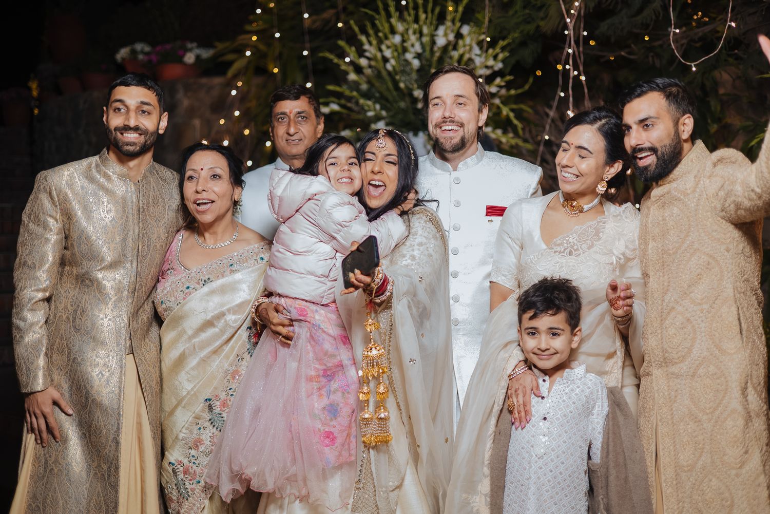 Storytelling wedding photograph capturing an intimate indo-norwegian fusion wedding ceremony at Forest Hill Chandigarh