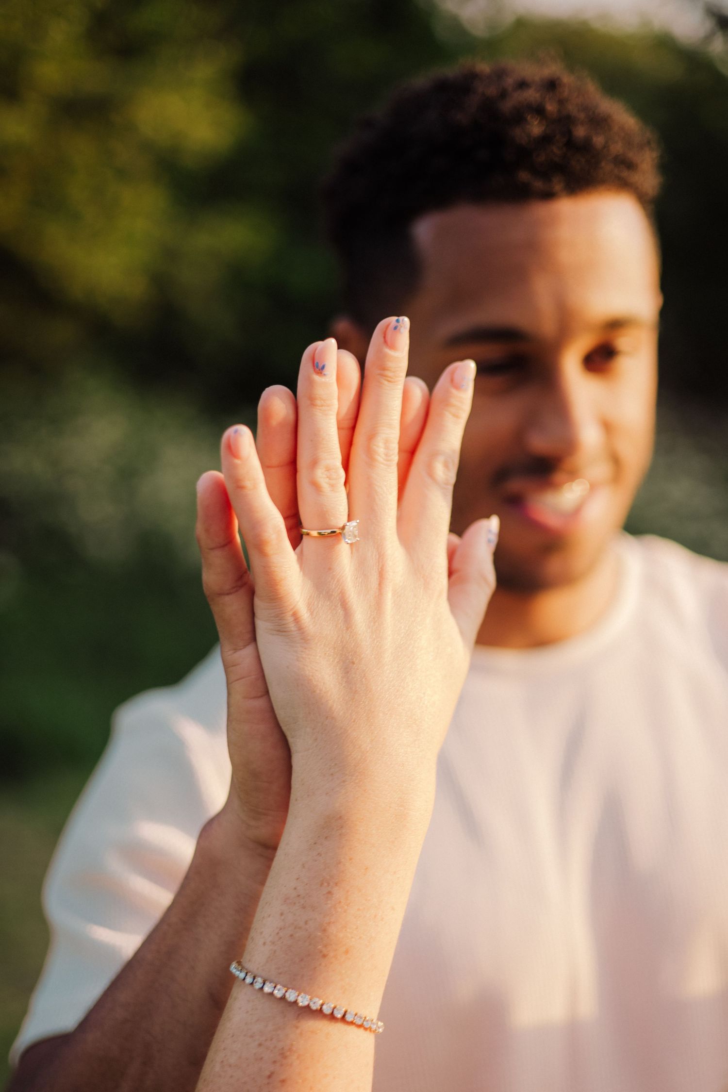 Close up of engagement shoot