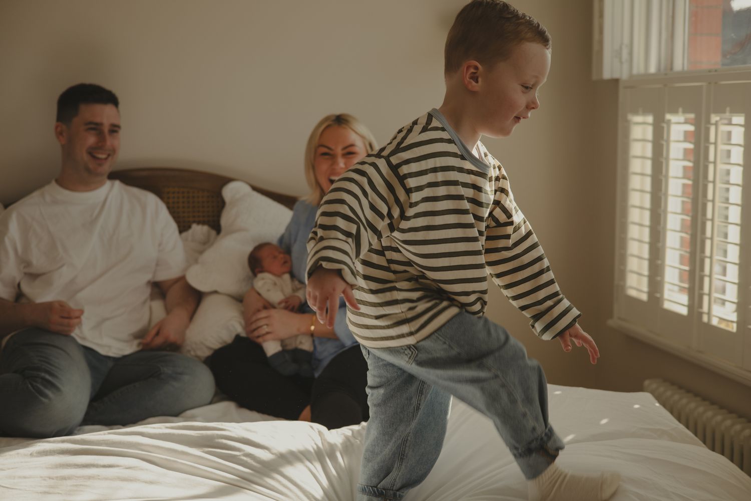 Family of four during photoshoot at home in Shrewsbury.