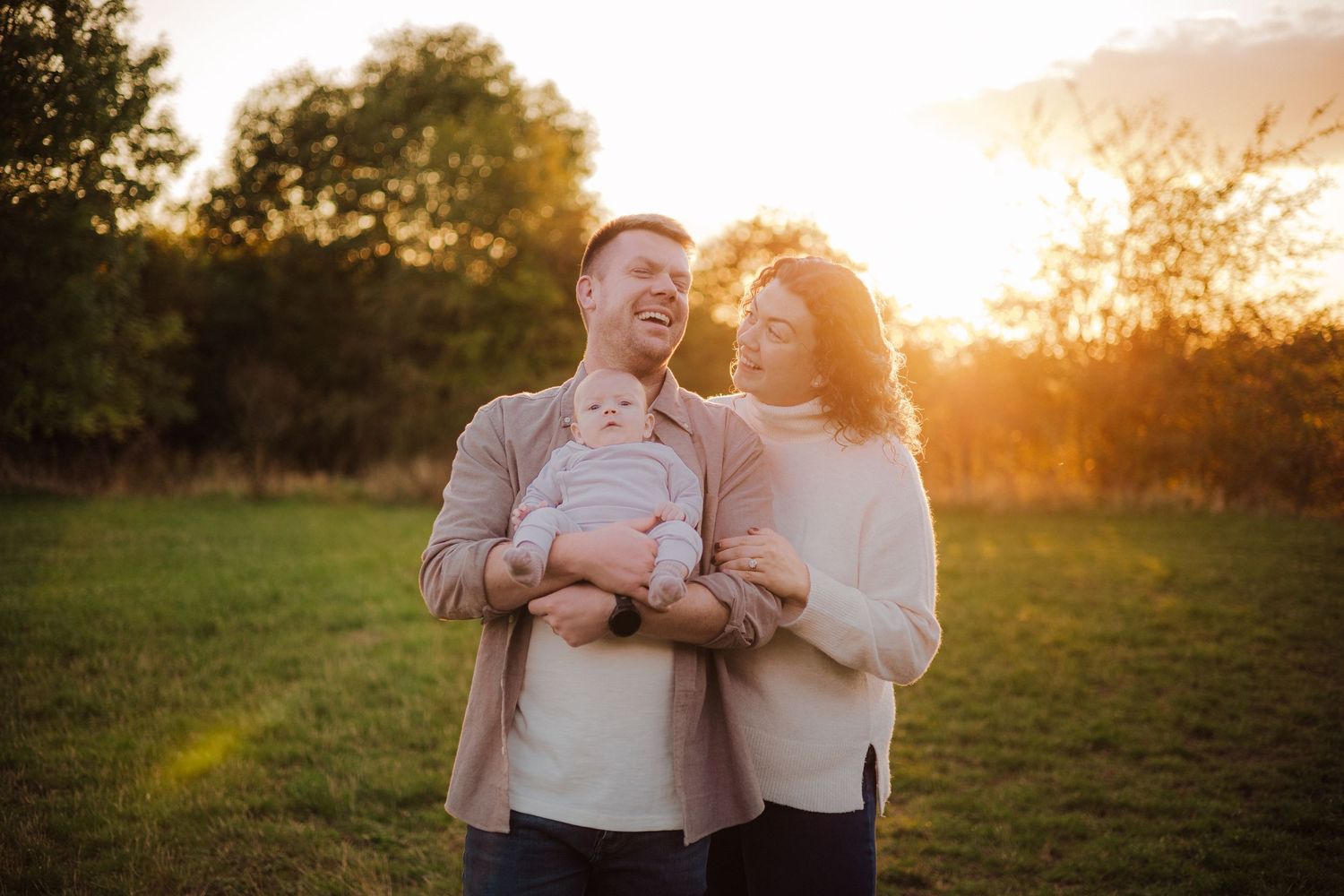 Family photoshoot during sunset in Telford