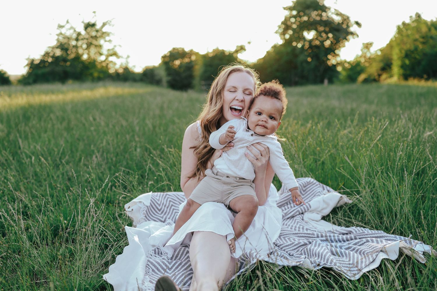 Mum and baby during sunset photoshoot in Telford
