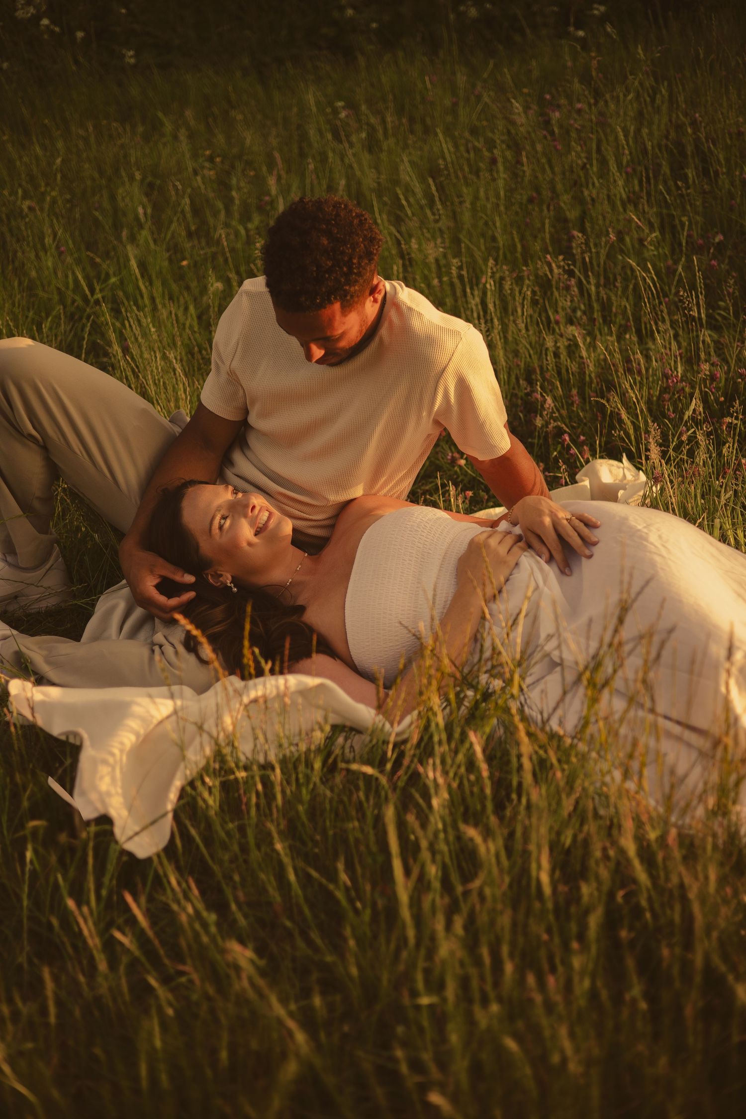 Couple during sunset shoot