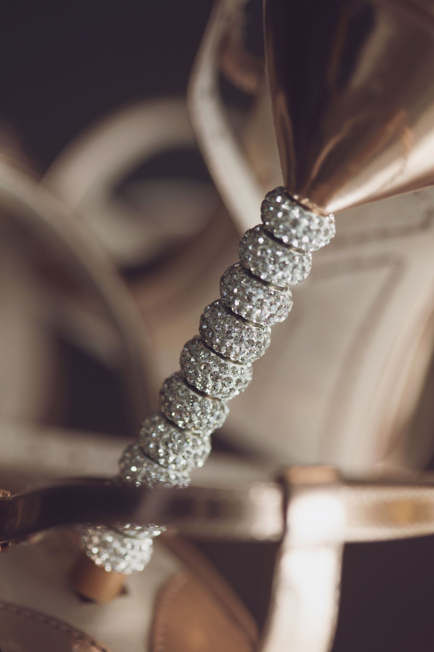 Sparkly crystal bracelet or jewelry piece in macro detail.