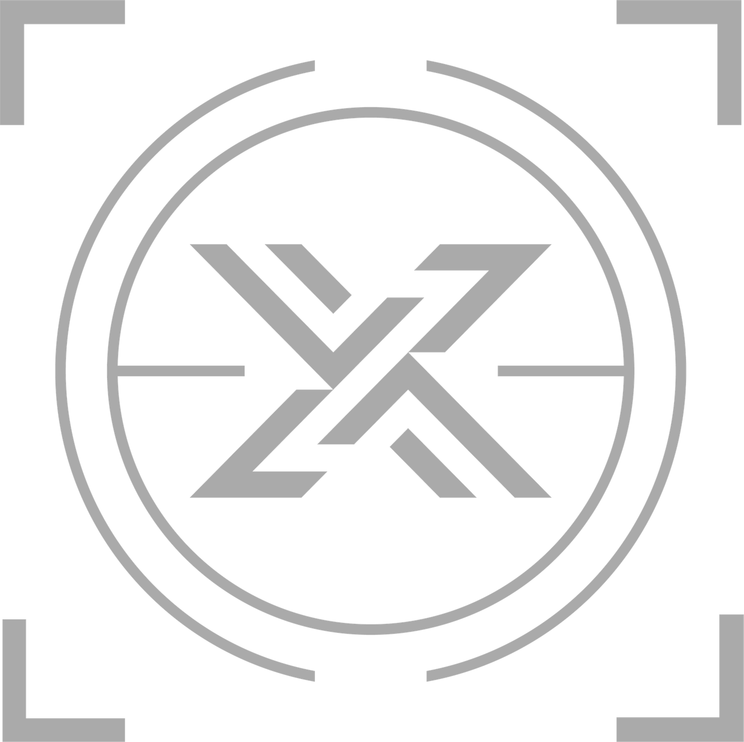 Minimalist logo designs showing variations of an abstract X symbol in gray.