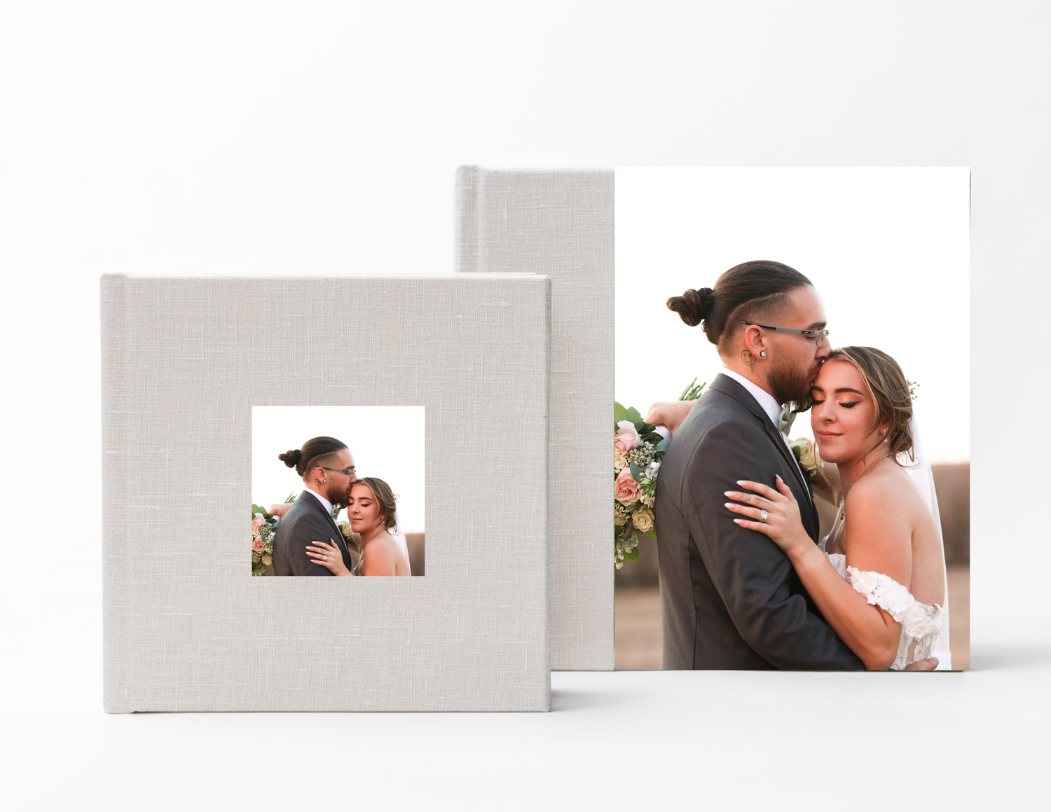 A series of romantic wedding photos arranged in a horizontal layout showing tender moments between newlyweds.