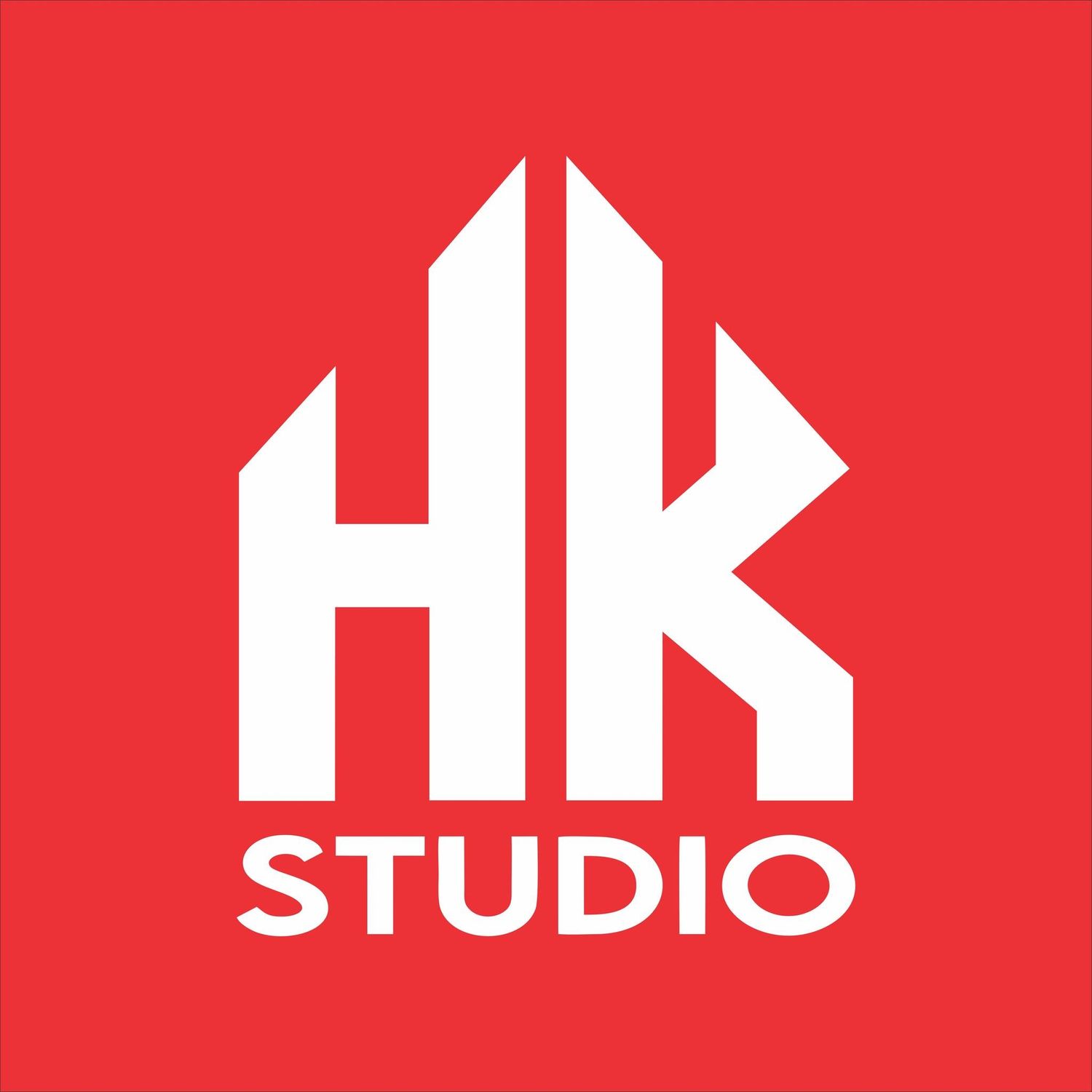 Red and white minimalist logo variations showing evolution of design concept across multiple frames.