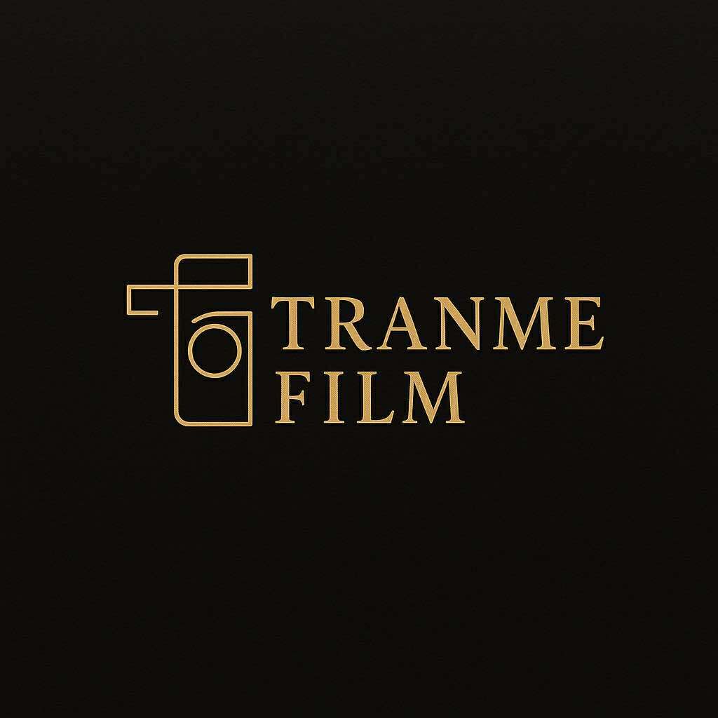 Black and gold minimalist logo design for Tranme Film featuring a simplified camera icon on the left.