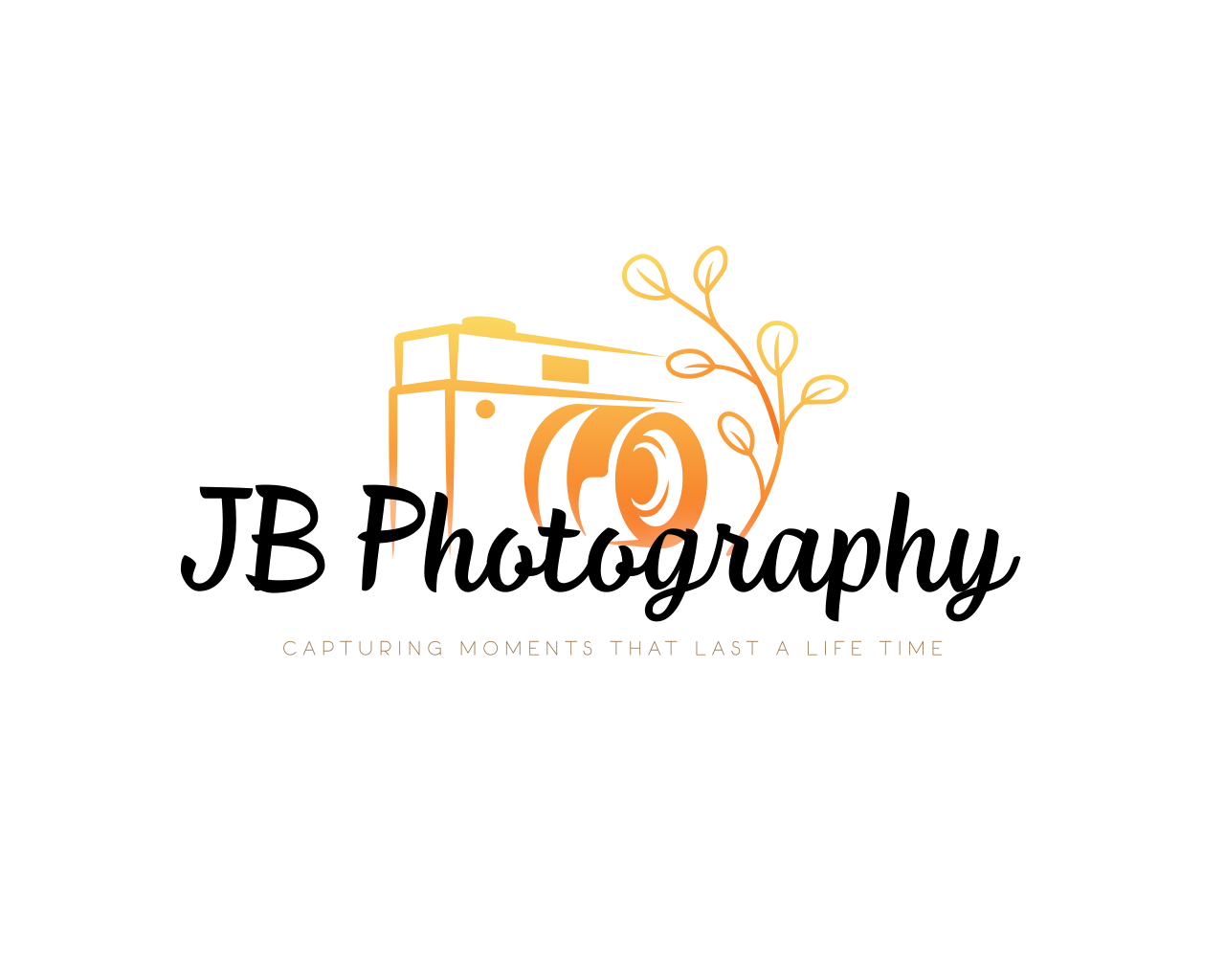 JB Photography logo featuring a vintage camera with floral accents and the tagline Capturing Moments That Last a Lifetime.