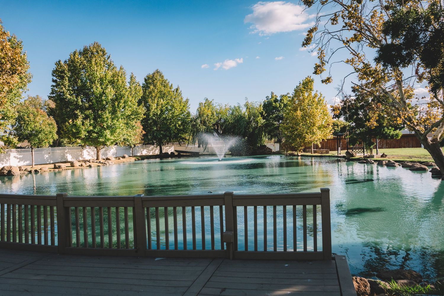 Scenic pond view at La Grande Estates