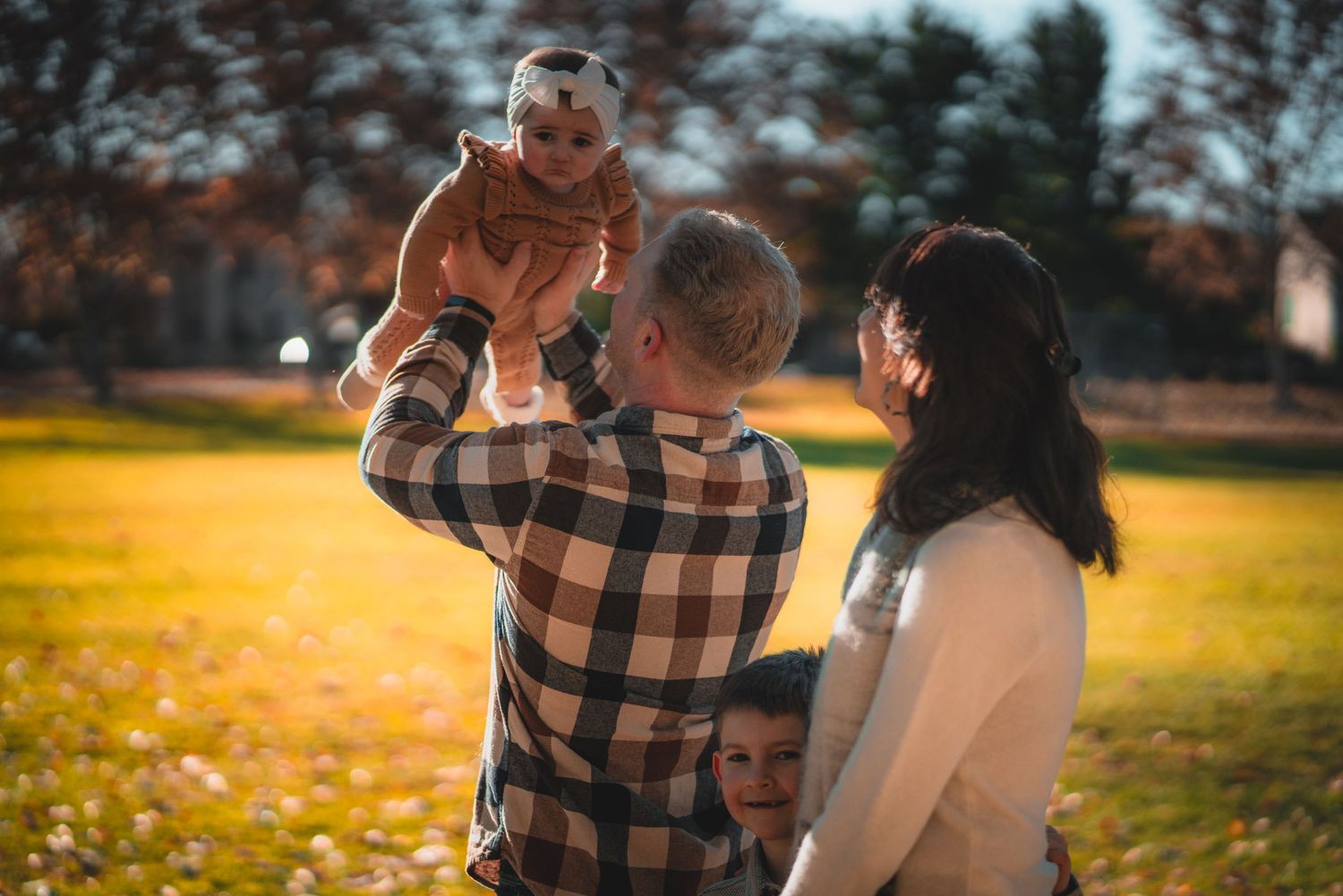A warm autumn afternoon captured with plaid shirts and golden sunlight.