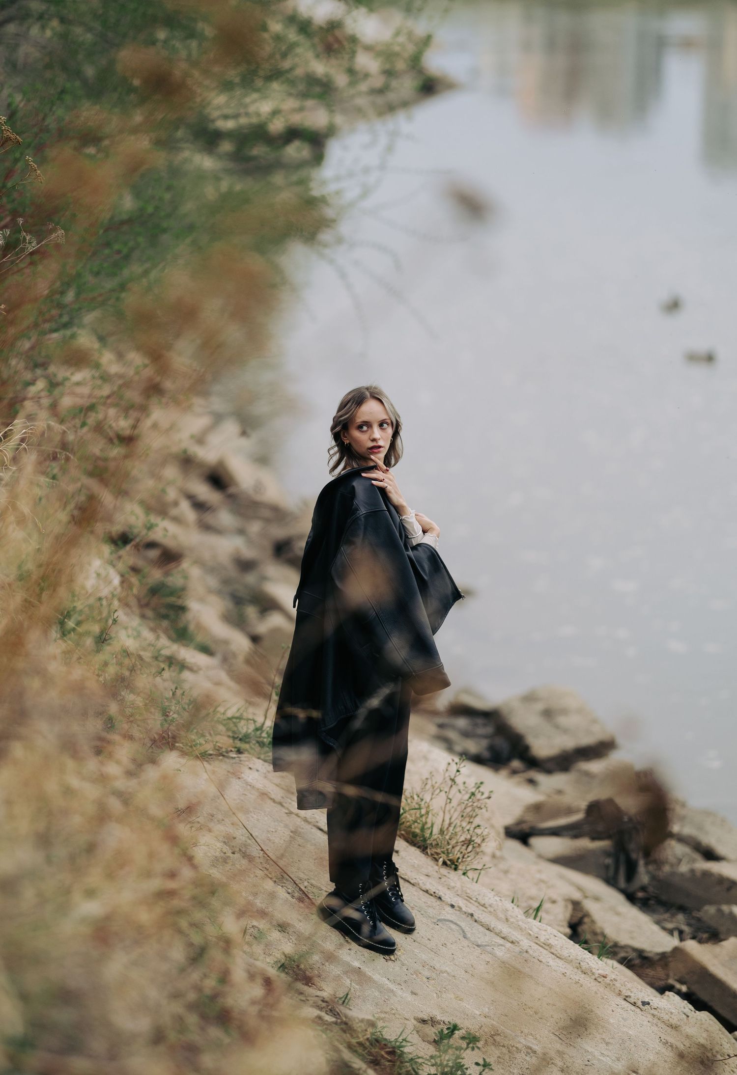 Edmonton model photographed by river valley