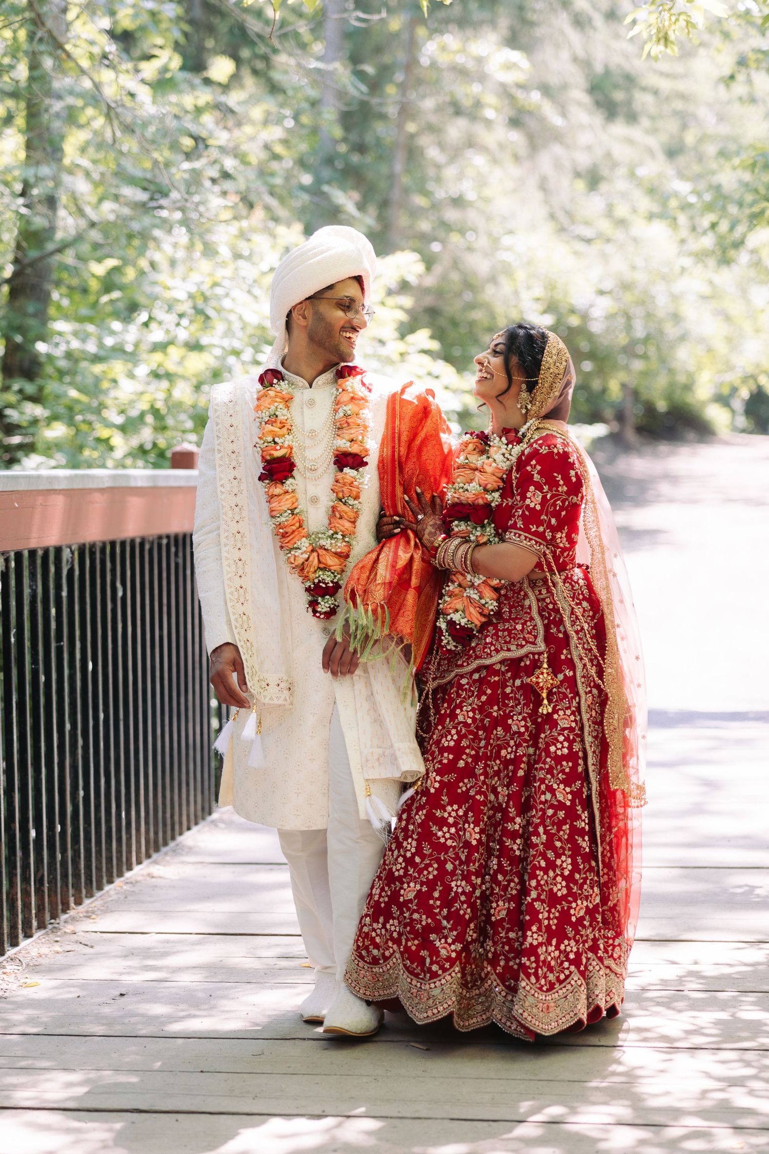 Indian wedding capturing couple in traditional wear