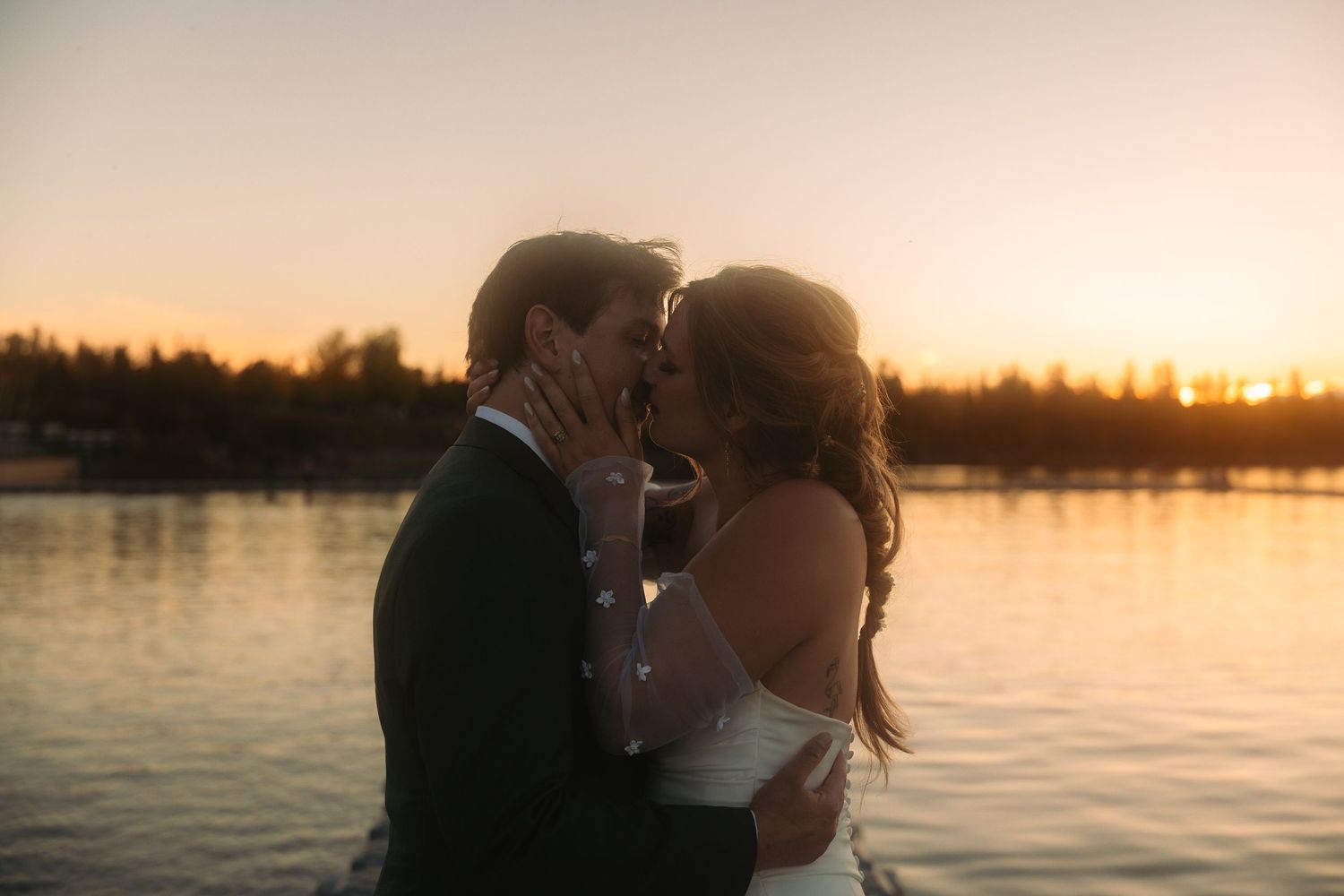 couple at sunset on the dock