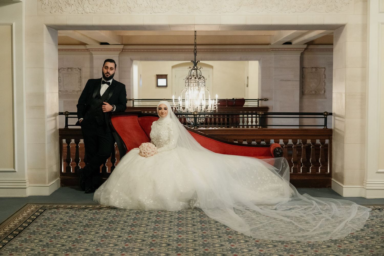 luxury portraits of arabic couple at the fairmont Edmonton captured by Marcu Fotography