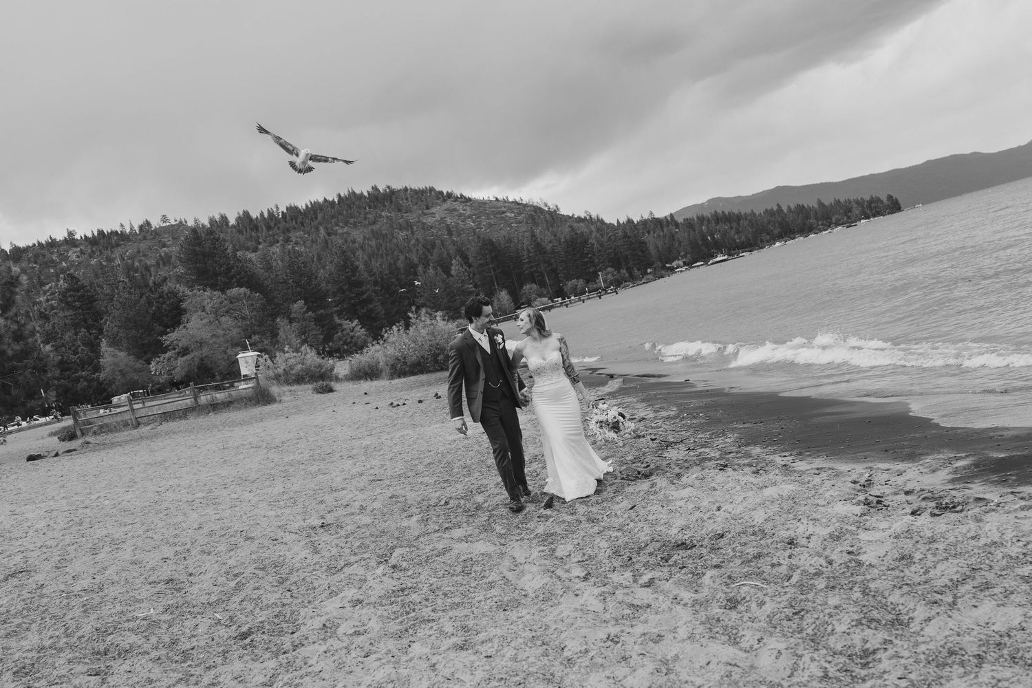 Lana del ray inspired wedding at Lake Tahoe captured by destination wedding photographer - Marcu fotography
