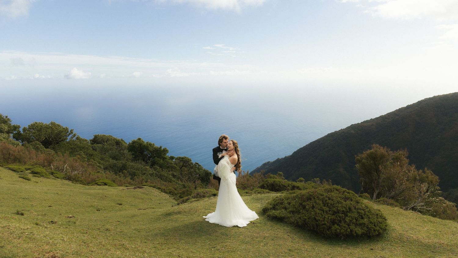 European wedding photographer capturing wedding couple in madeira in fanal forest
