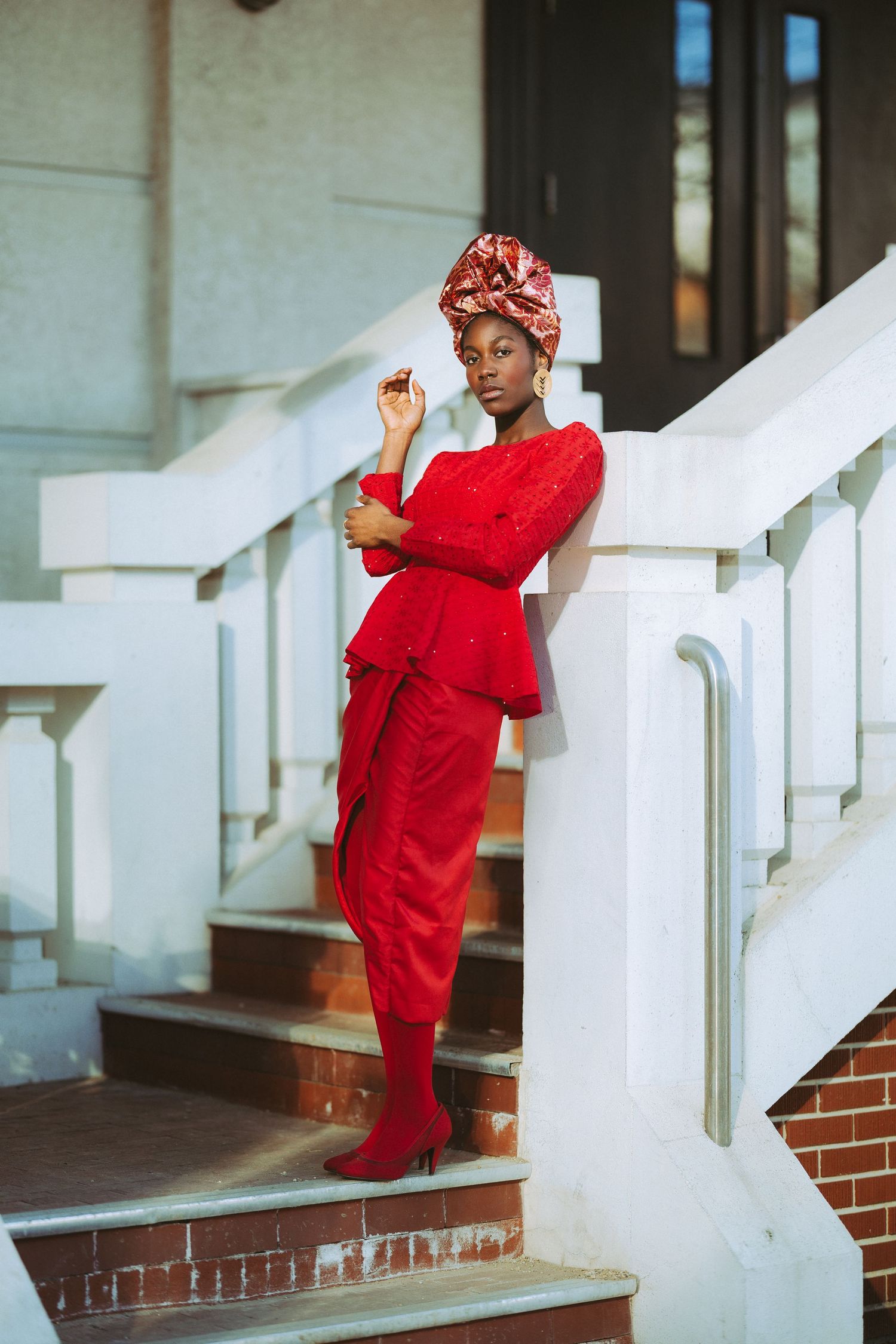 Edmonton editorial shoot wearing red captured by Marcu Fotography