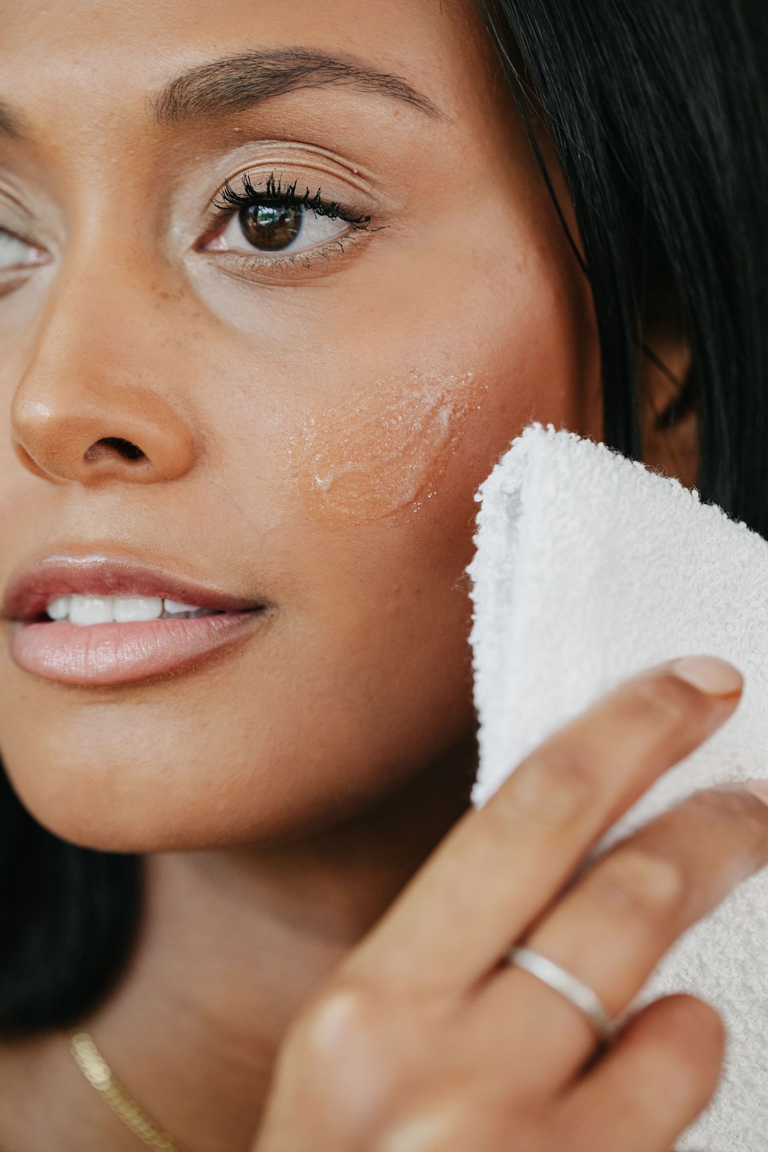 Branding photographer in Edmonton capturing model showcasing skin care brand, captured by Marcu fotography