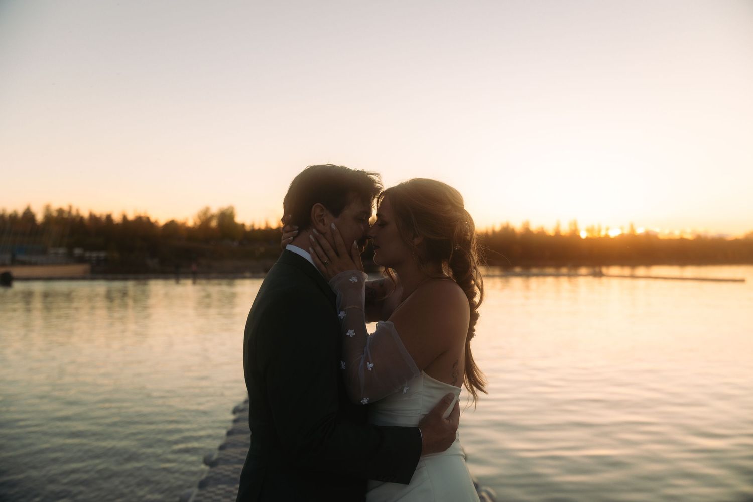 Calgary wedding emotional couple sunset image