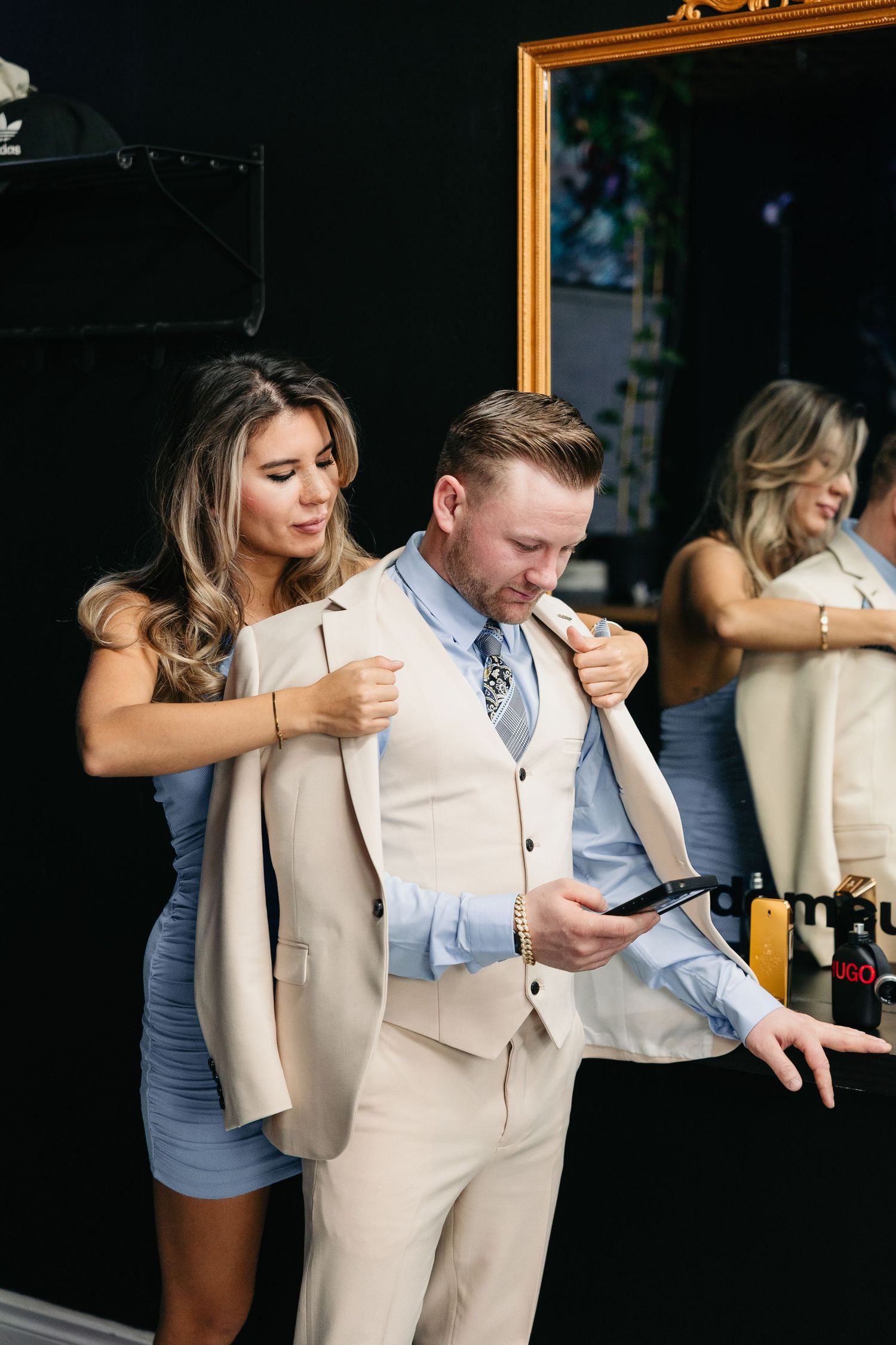 personal branding session in barber shop in Edmonton captured by Marcu fotography