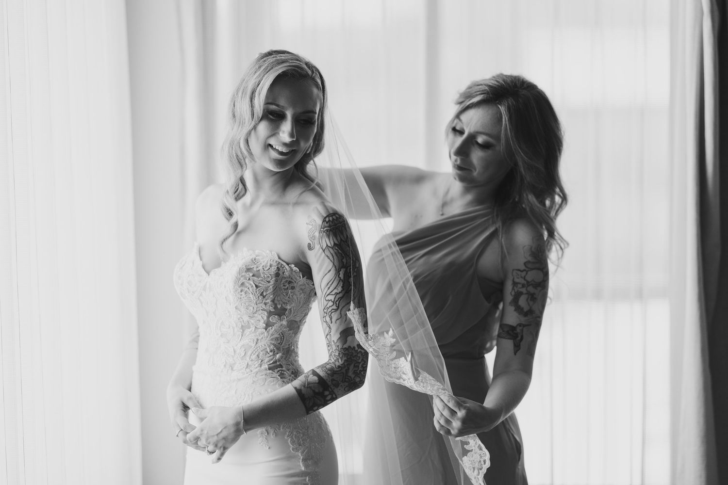 Lake Tahoe getting ready photos capturing mom and daughter by destination wedding photographer