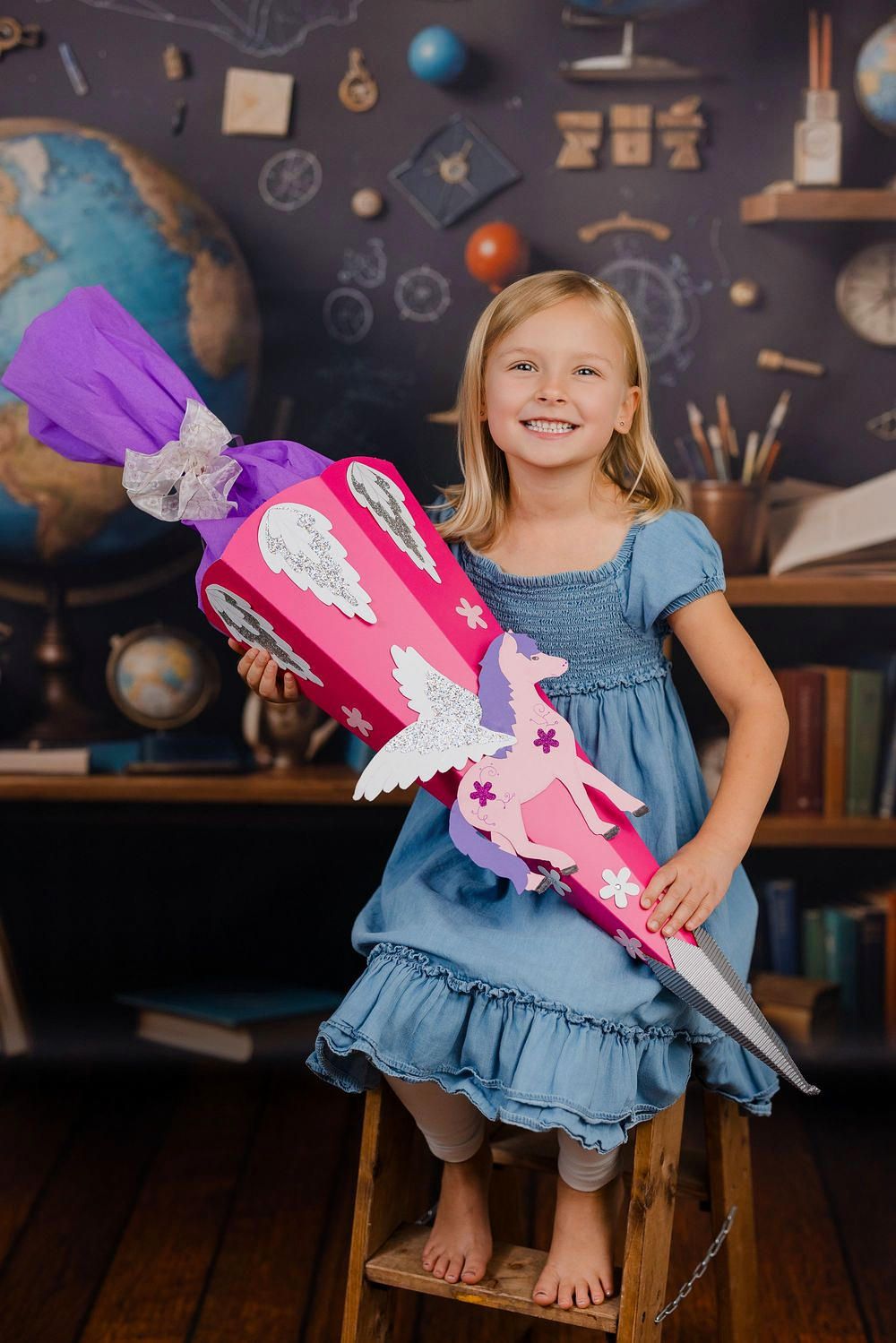 Mädchen mit Schultüte, Kindergartenfotografie Augsburg, Ulm, München, Allgäu