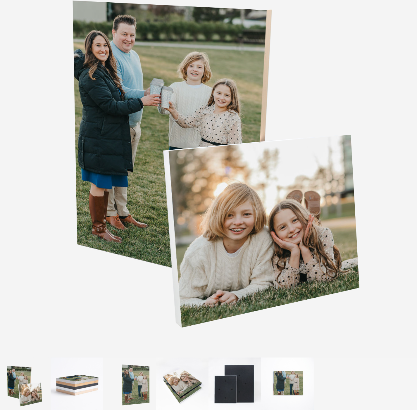 Professional photo collage layout showing multiple images arranged on white background with shadow effects and corner details.