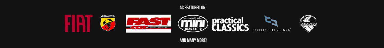 Black banner showing multiple automotive brand logos including Fiat and Mopar against dark background.