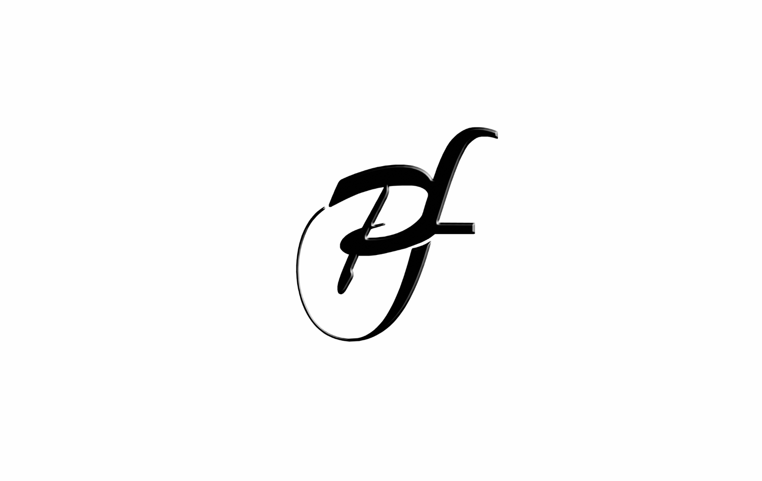 A stylized black letter 'PF' monogram logo design with curved lines and overlapping characters.