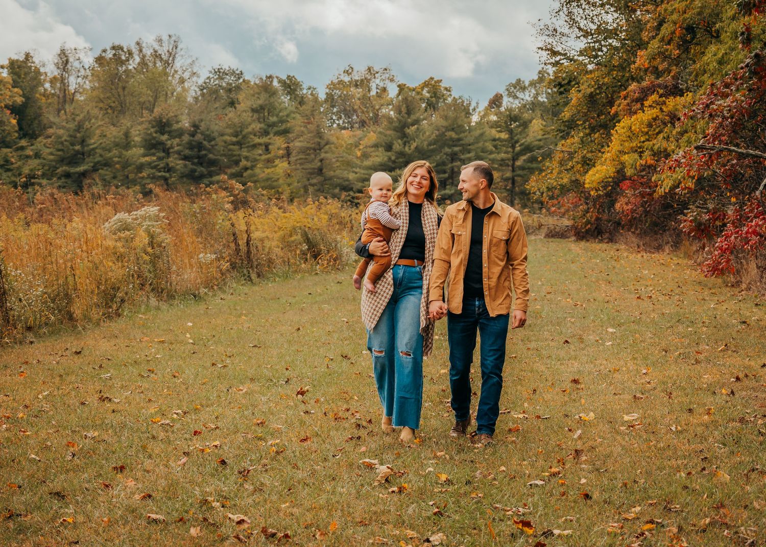 Family of three portraits at Brown County State Park