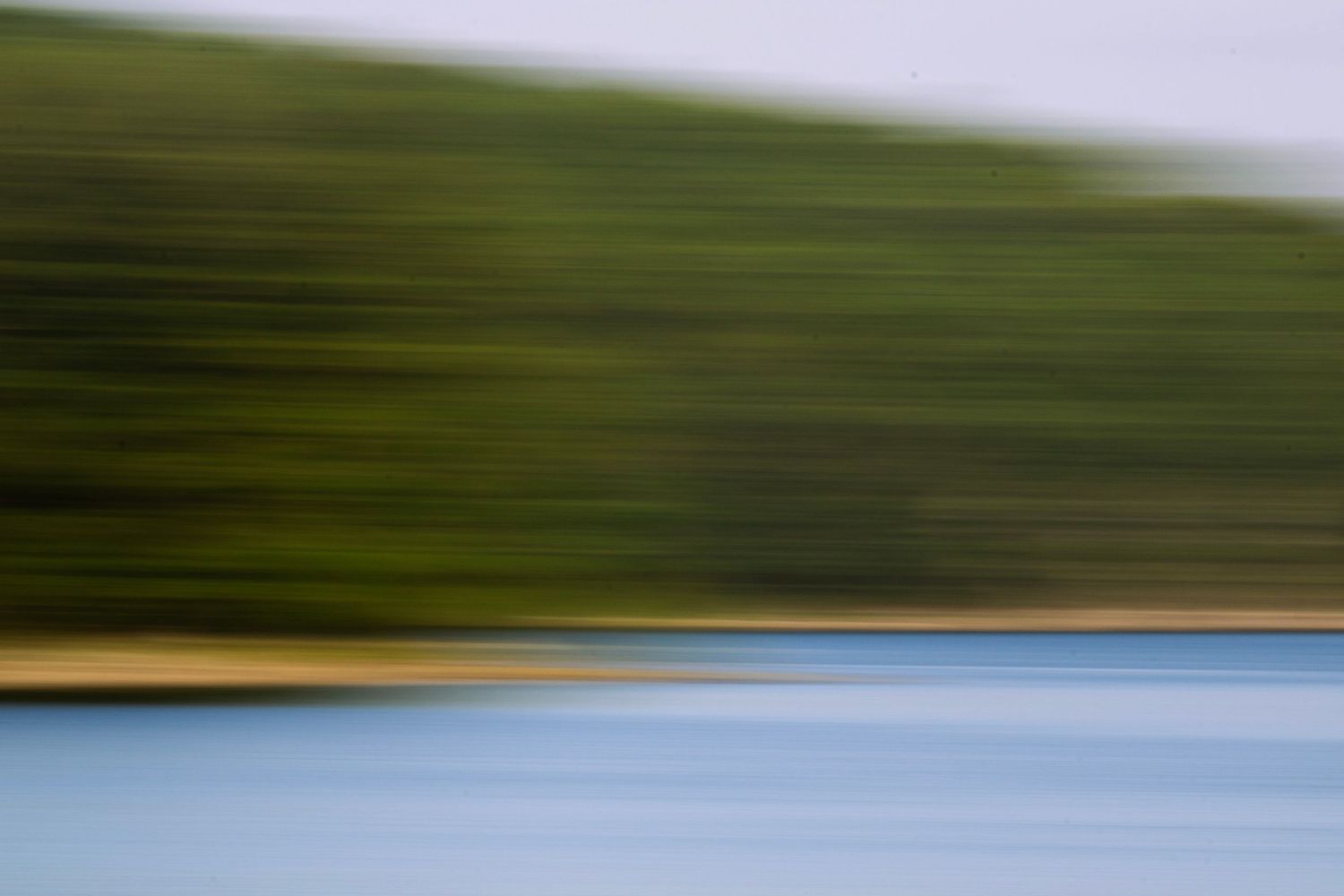 Slow shutter speed of a reservoir