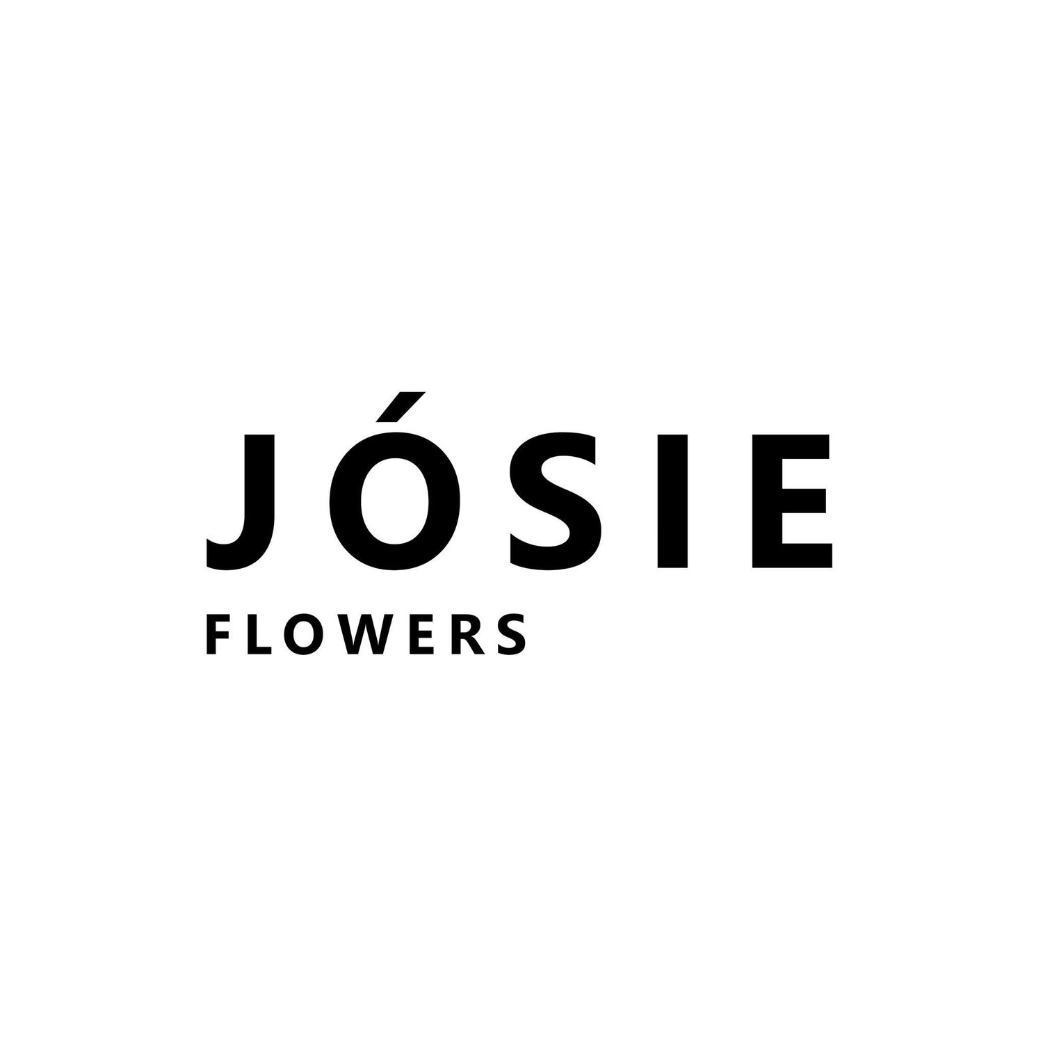 Jósie Flowers logo in bold black typography on a clean white background.