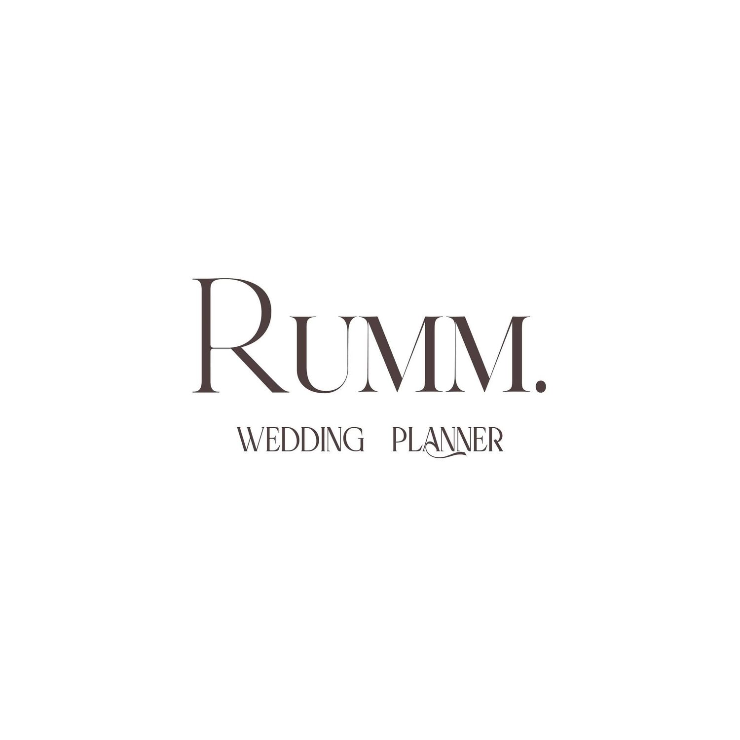 Rumm Wedding Planner elegant minimalist logo with serif typography on white background.