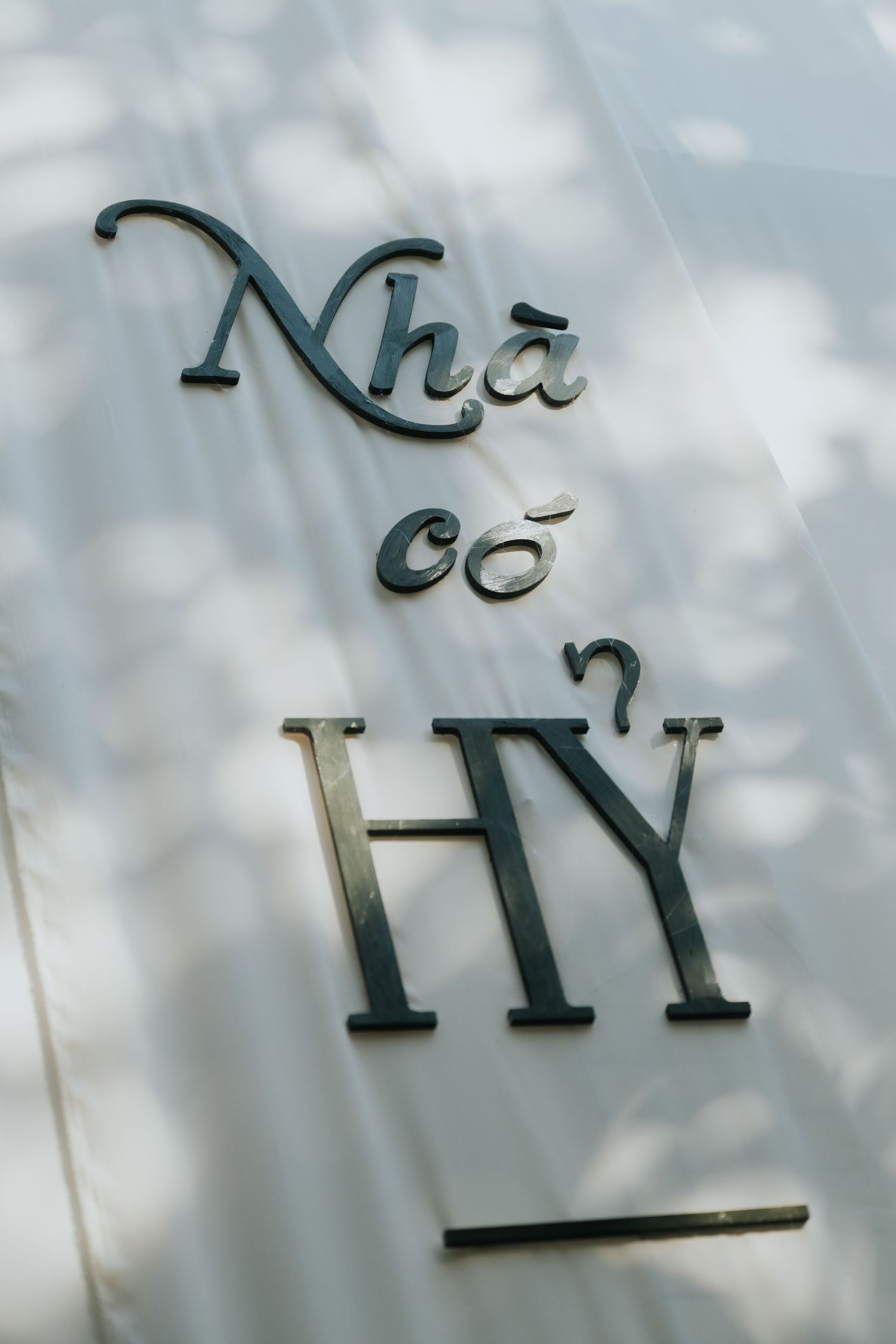 Metal letters spelling 