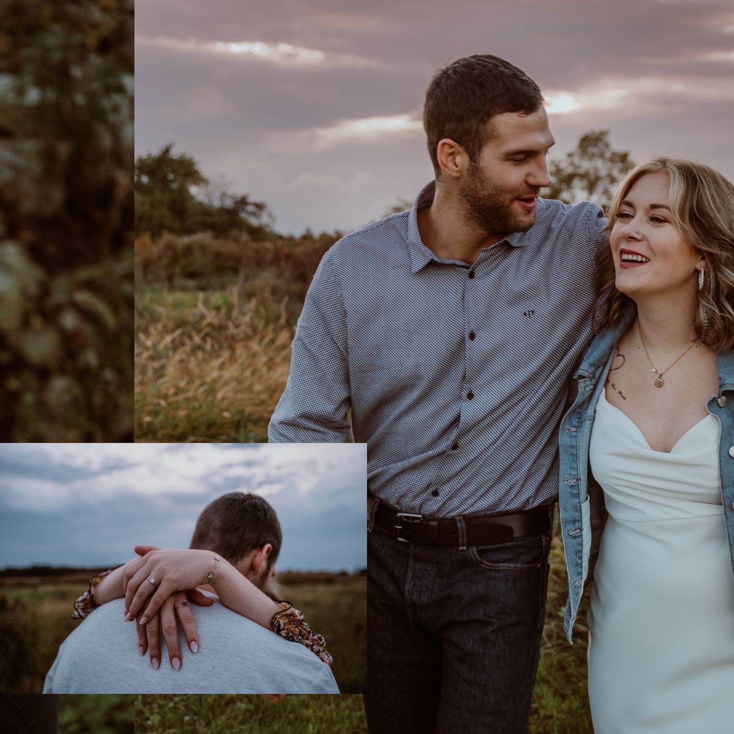 A couple shares tender moments during their engagement photoshoot at sunset. Lindsey ohio Wilson Nature Preserve