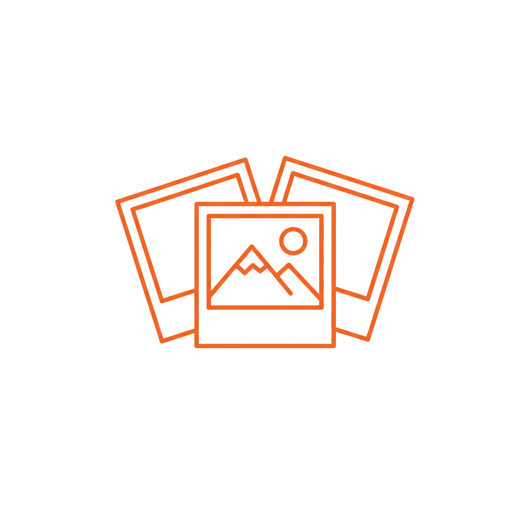 Line art icons showing furniture and home decor items including chairs, tables, and lighting fixtures.