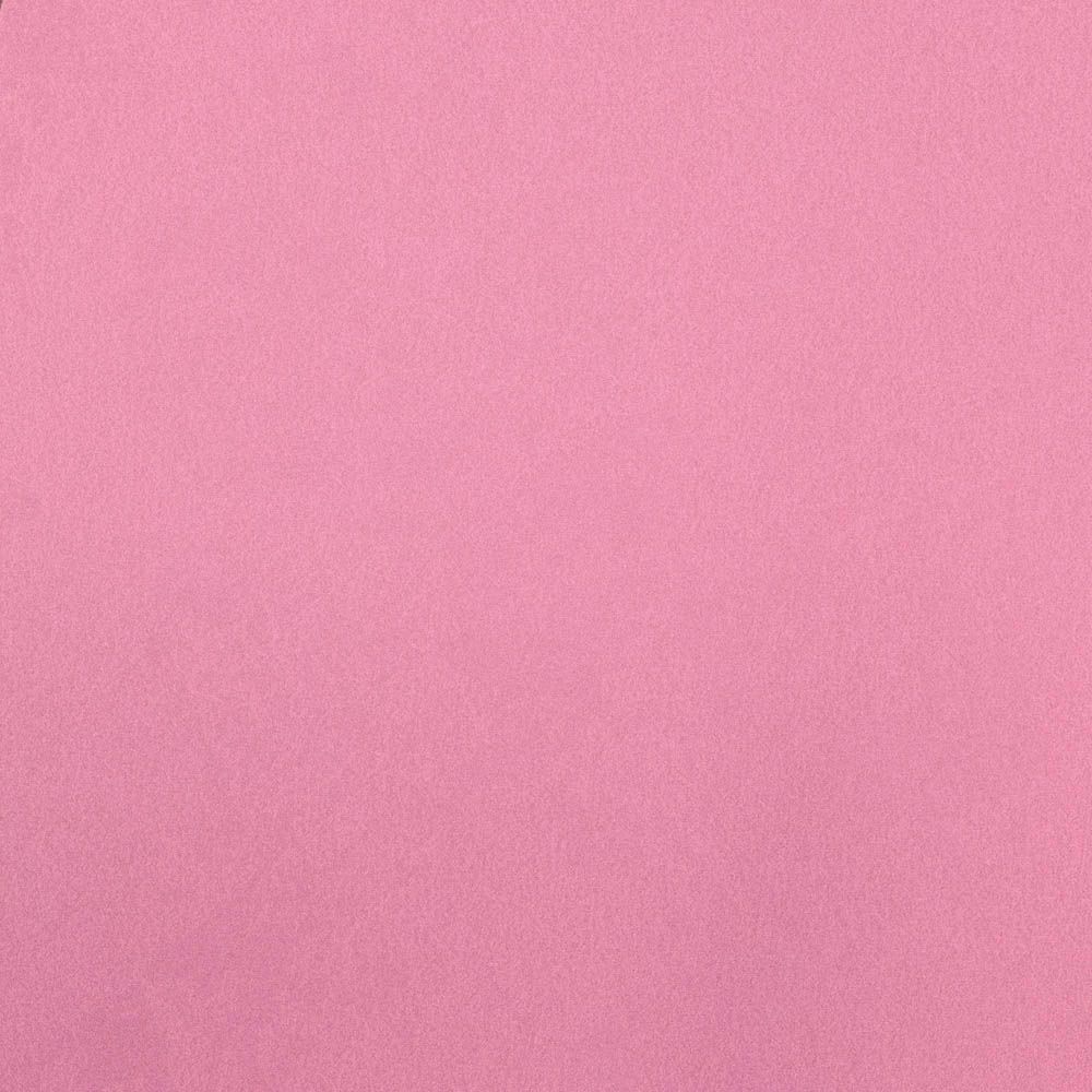 Solid pink fabric swatch with a smooth, matte finish in a soft bubblegum pink color, ideal for upholstery or crafts.