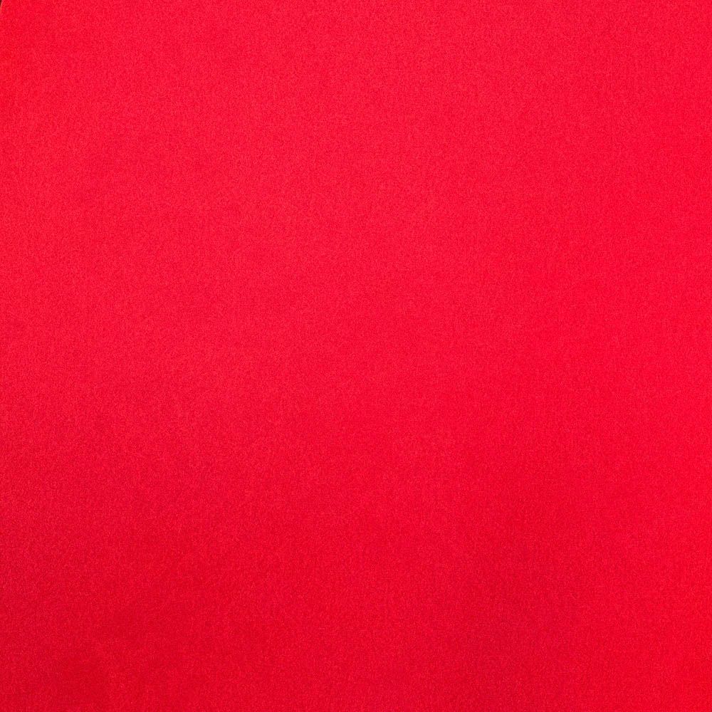 Solid red fabric texture with a smooth, uniform surface and vibrant crimson color, ideal for clothing or upholstery.