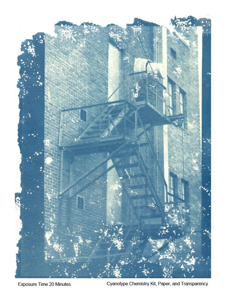 Cyanotype of a fire escape