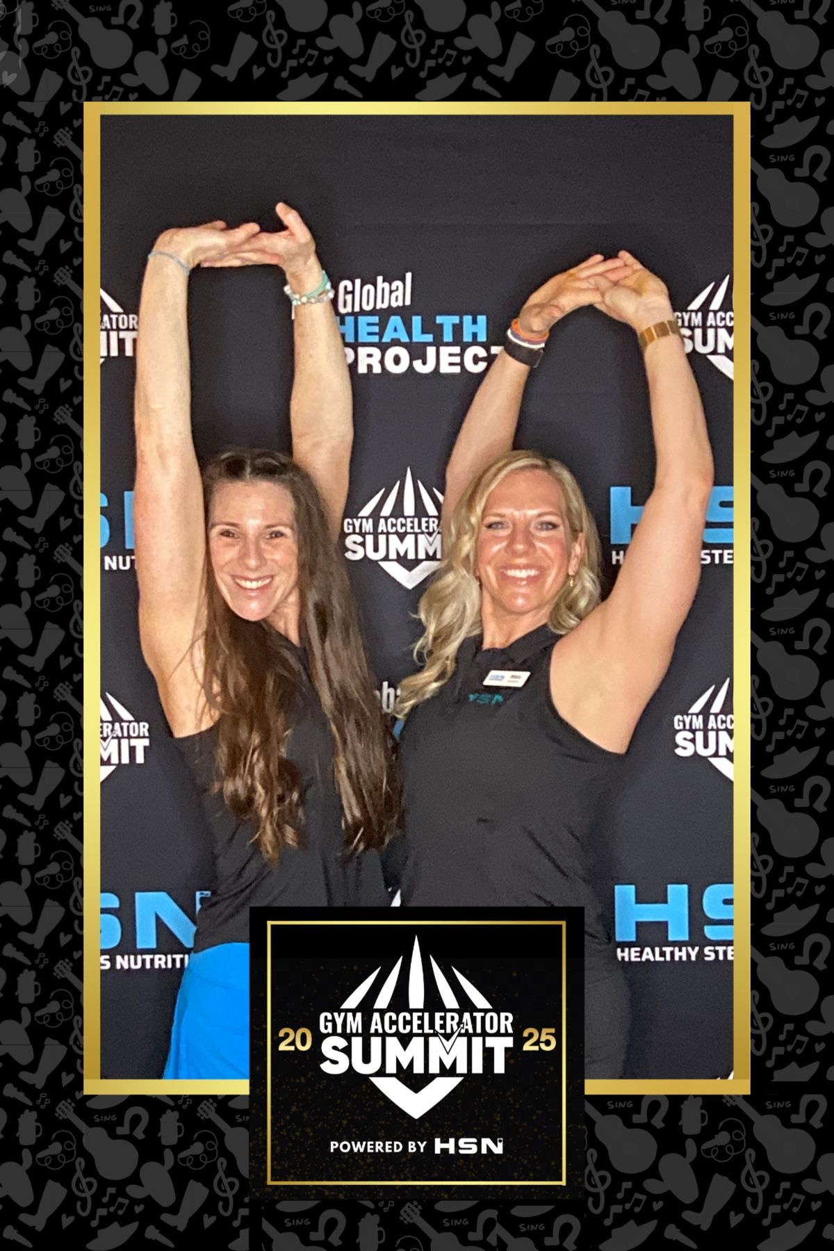 Photo series from a Health Summit event showing participants posing against dark backgrounds with event branding.