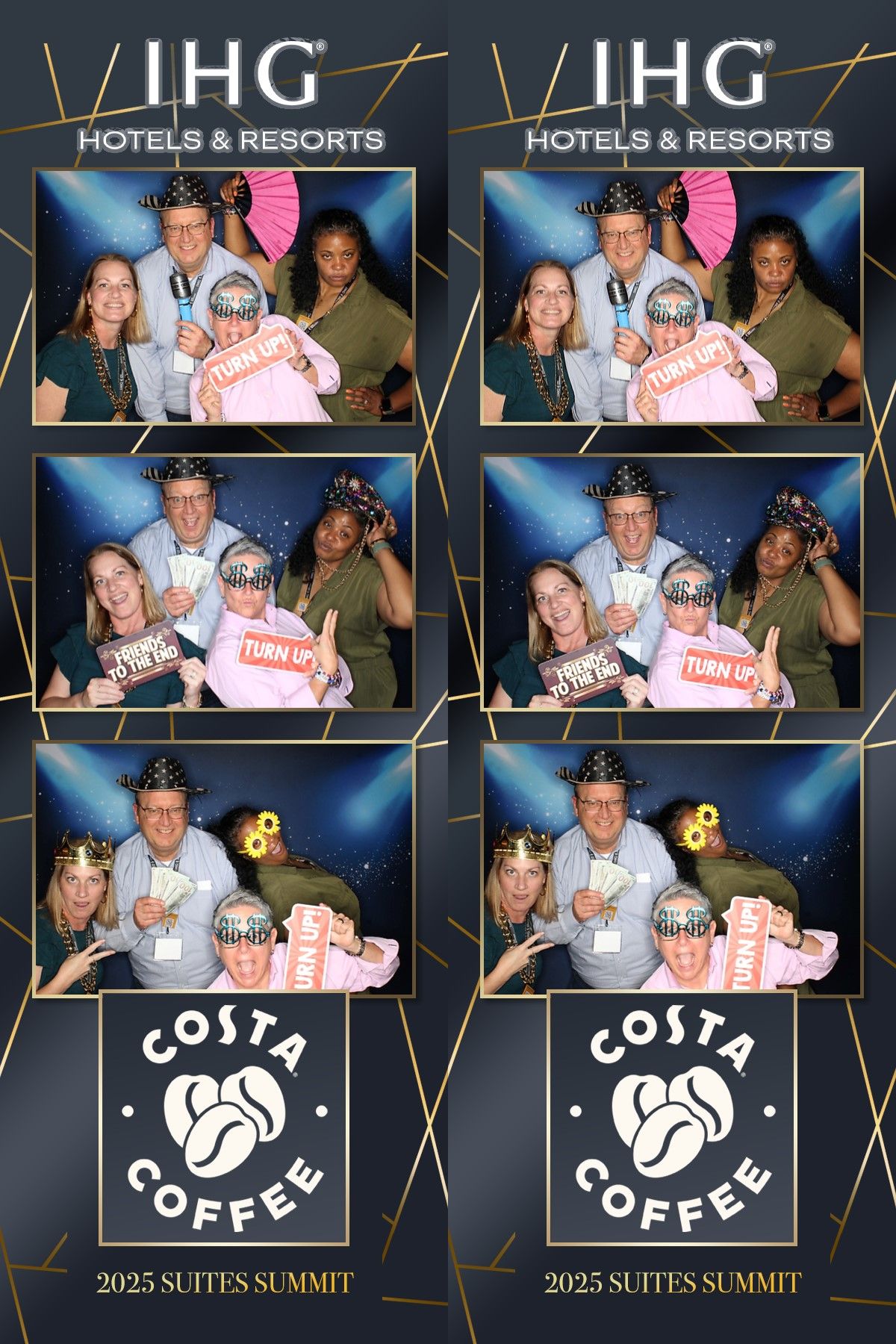 Photo booth collage from IHG Hotels & Resorts and Costa Coffee 2025 Suites Summit event.